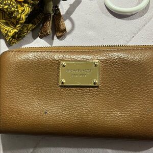 Michael Kors Tan Leather Wallet with Gold Accents